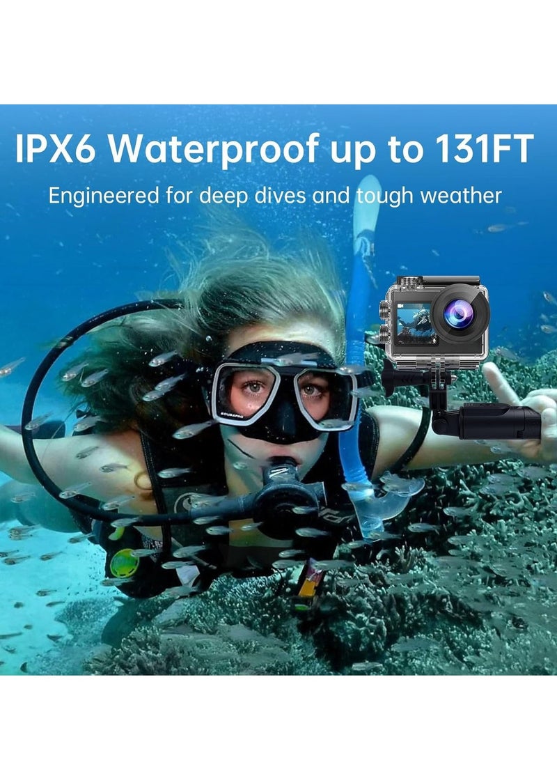 Lecran True 5K Ultra HD Action Camera, WIFI, Remote Control, 64GB Card, Dual Color Screens, Dual Batteies,  Anti-Shake for Cycling & Waterproof for Diving - Image 2